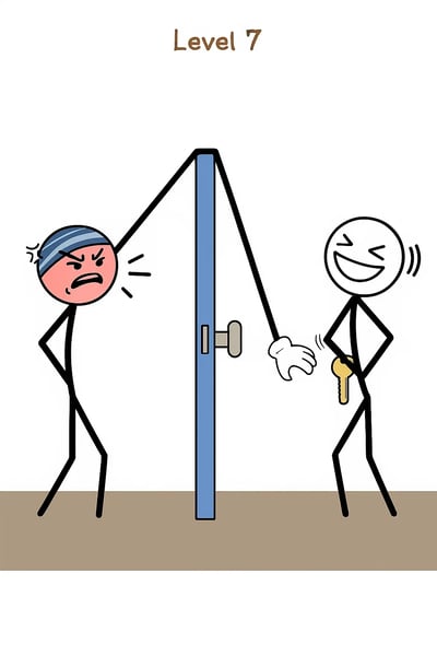 A man is trying to open a door with a key.